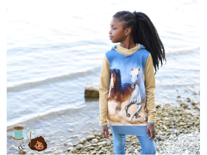 Katoenjersey Malomi paneel paarden 150 x 65 cm