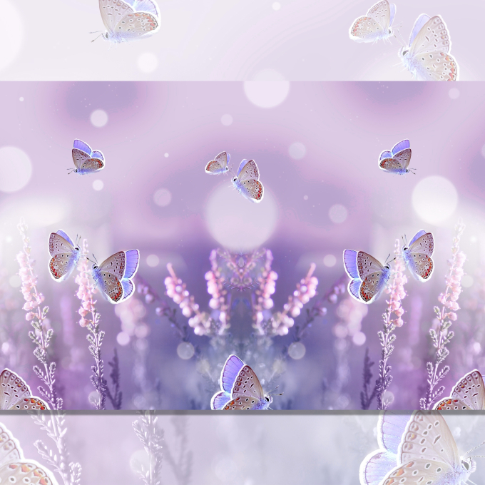 Katoenjersey Malomi paneel Purple Butterfly, blauwpaars 150 x 65 cm