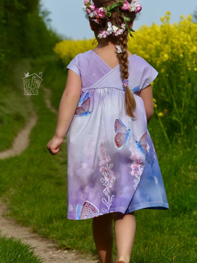 Katoenjersey Malomi paneel Purple Butterfly, blauwpaars 150 x 65 cm