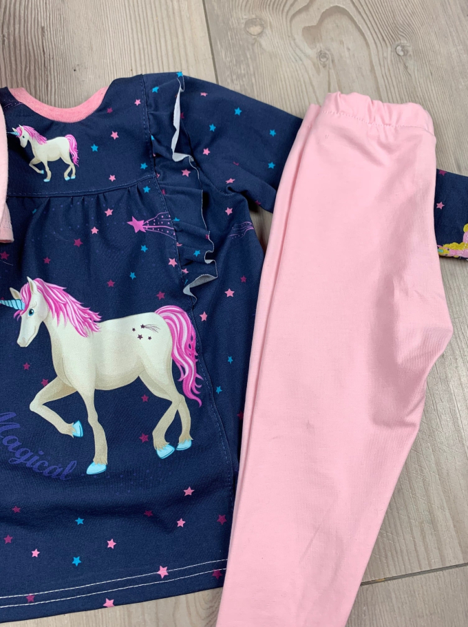 Katoenjersey Malomi Paneel Unicorn Sterrenhemel, donkerblauw 145 x 80cm