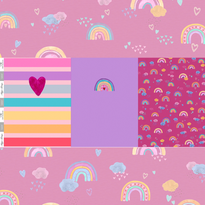 Tissu jersey coton panneau Malomi arc-en-ciel en folie 145 x 80cm