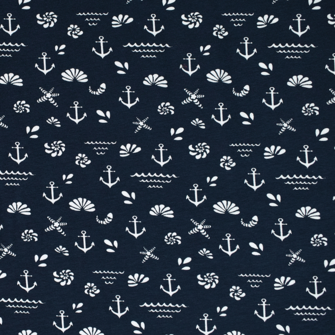 Katoenjersey Maritime Signs, donkerblauw