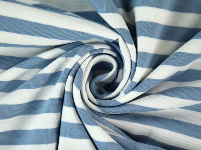Katoenjersey grote strepen Jolanda, blauw