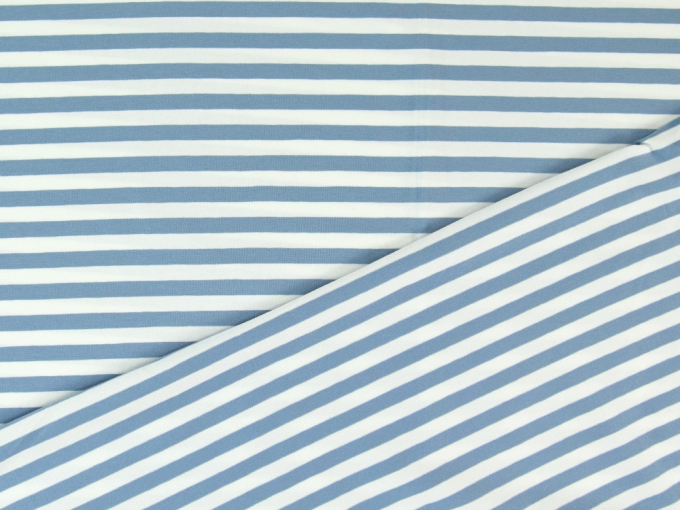 Katoenjersey grote strepen Jolanda, blauw