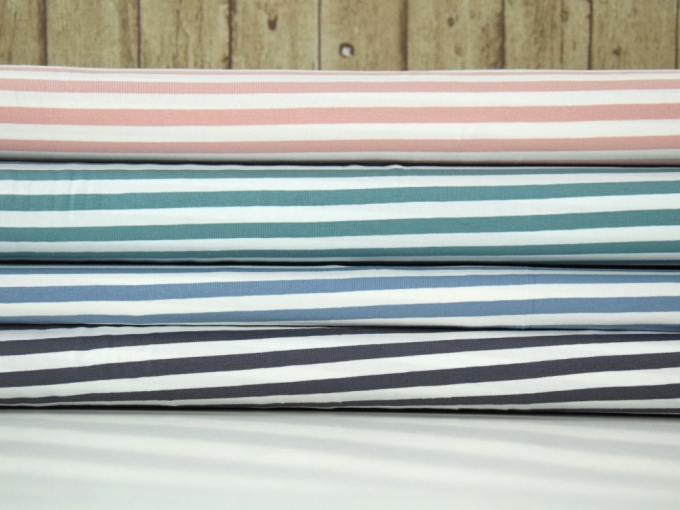 Katoenjersey grote strepen Jolanda, blauw
