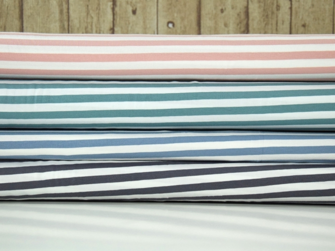 Katoenjersey grote strepen Jolanda, mintgroen