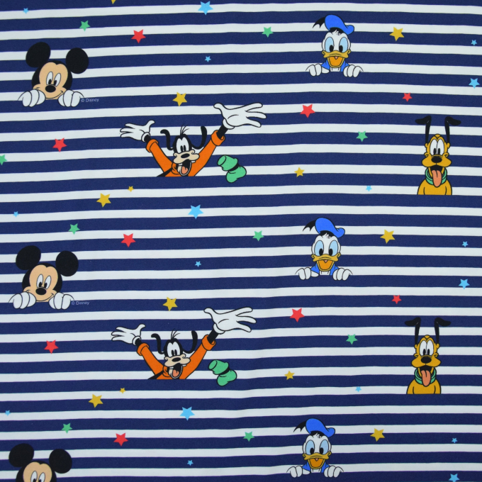 Katoenjersey Mickey and Friends, donkerblauw