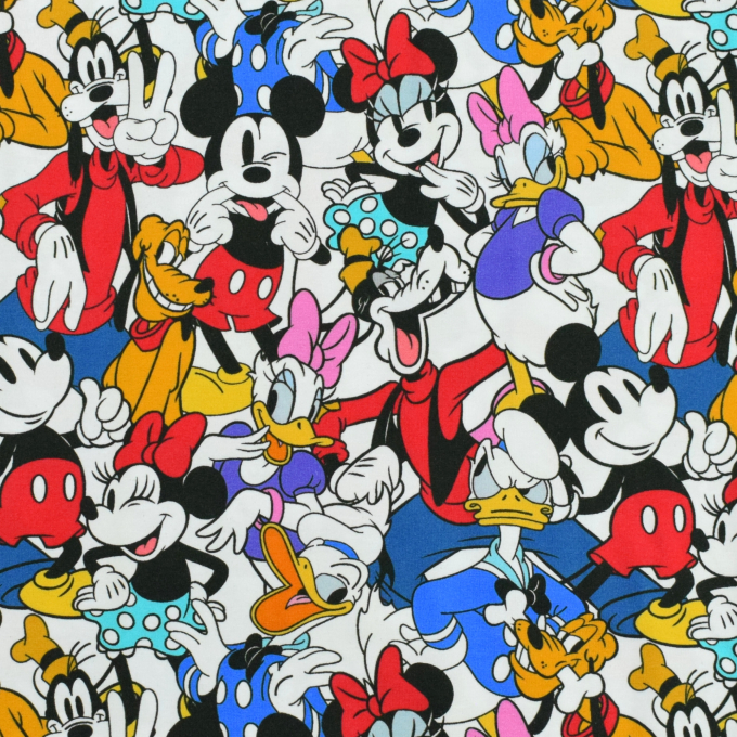 Katoenjersey Mickey Mouse, gebroken wit
