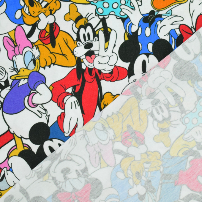 Katoenjersey Mickey Mouse, gebroken wit