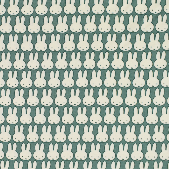 Katoenjersey Nijntje, vaalgroen