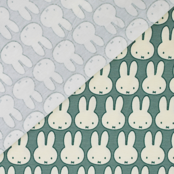 Katoenjersey Nijntje, vaalgroen