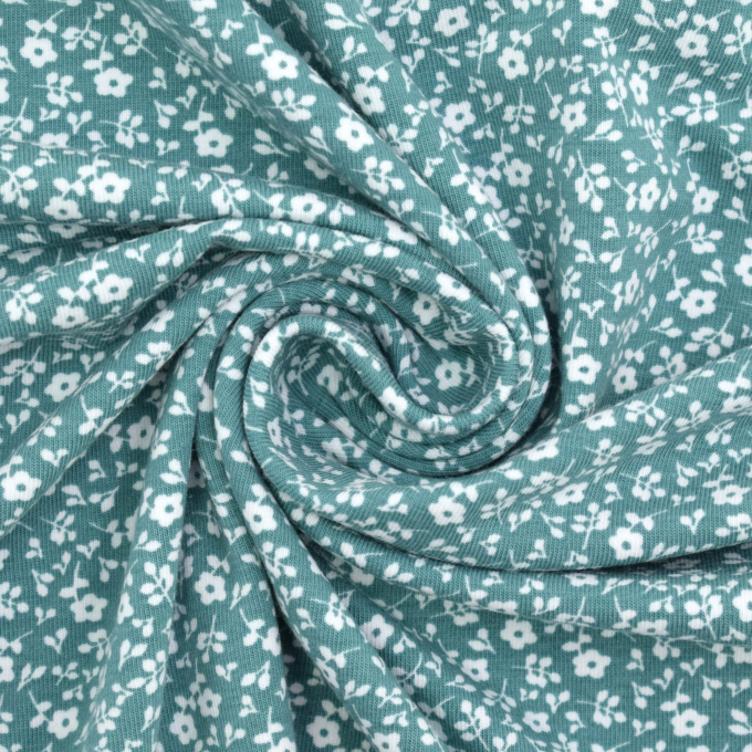 Katoenjersey Mille Fleurs, bleke benzine