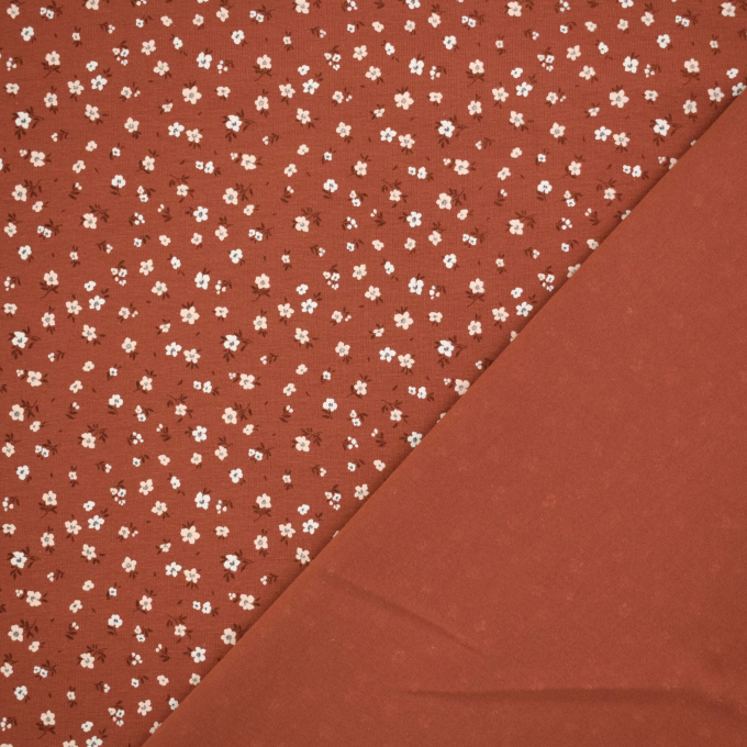 Tissu jersey de coton Mille Fleurs, terracotta