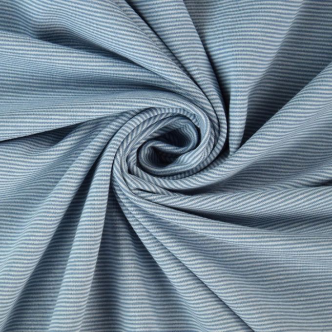 Tissu jersey de coton à rayures (mini) Jolanda, bleu
