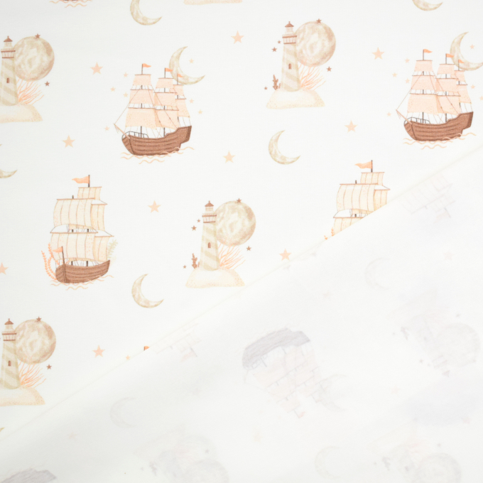 Katoenjersey Ocean Dreams zeilschip, gebroken wit