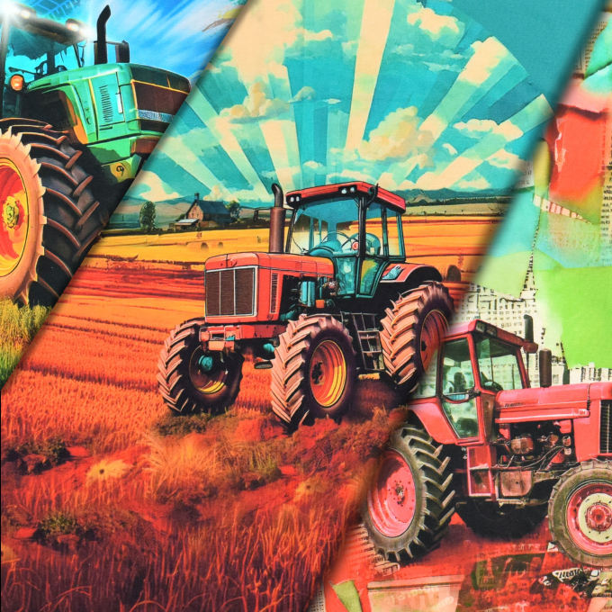 Cotton jersey Panel Great Big Farm, 150 x 75 cm