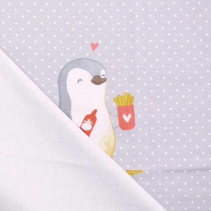 Baumwolljersey Panel Mr. & Mrs. Panda Pinguin Pommes 150 x 70cm