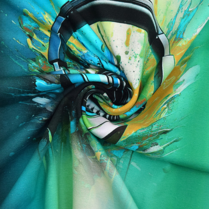 Tissu jersey de coton panneau Stenzo Music is my World, 150x 65cm