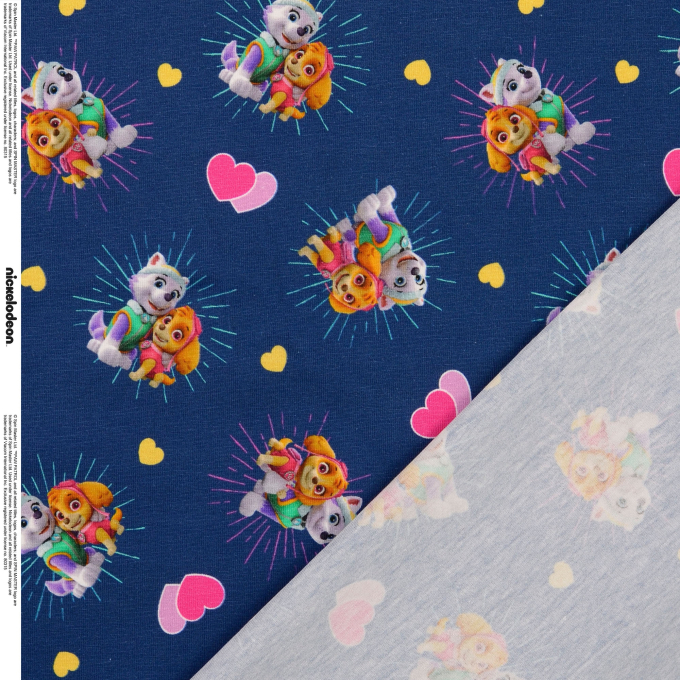 Tissu jersey de coton La Pat' Patrouille Friends, bleu foncé