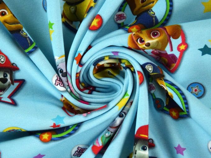 Katoenjersey Paw Patrol, lichtblauw