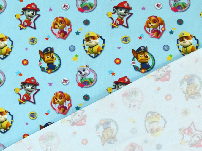 Katoenjersey Paw Patrol, lichtblauw