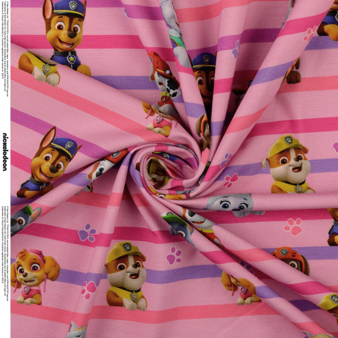 Katoenjersey Paw Patrol Stripes, roze