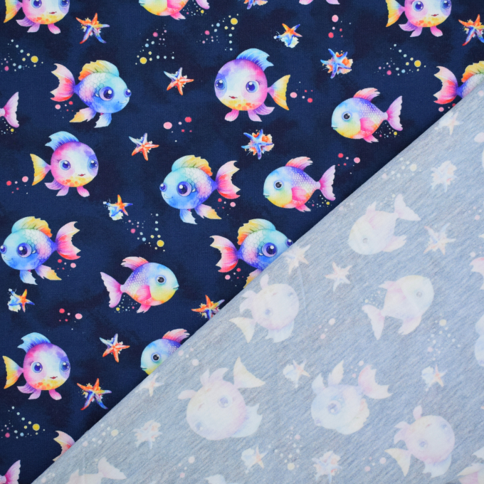Baumwolljersey Rainbow Fish, marine