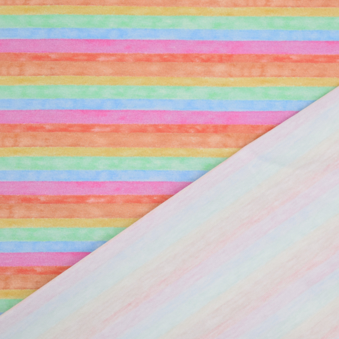 Bio katoenjersey Rainbow Lines, veelkleurig
