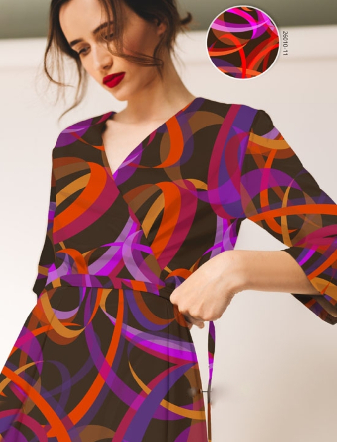 Tissu jersey coton Retrospective, rouge