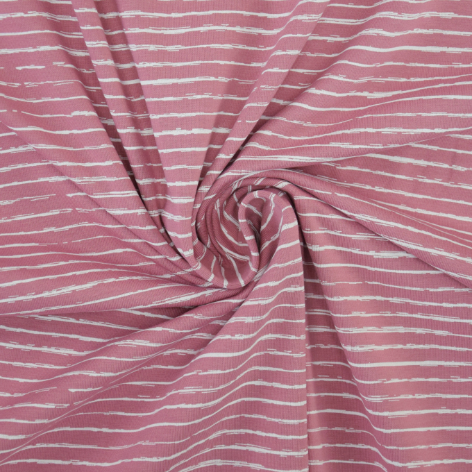 Katoenjersey scratchy stripes, oudroze