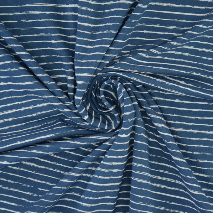 Katoenjersey scratchy stripes, blauw