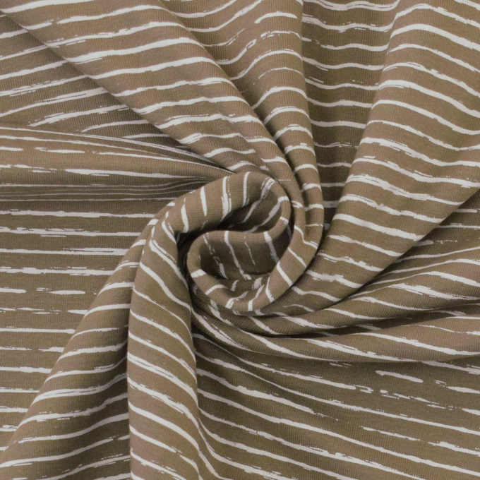Tissu jersey de coton à rayures scratchy stripes, taupe