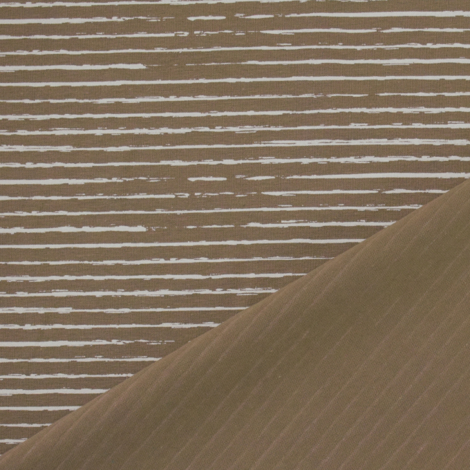 Tissu jersey de coton à rayures scratchy stripes, taupe