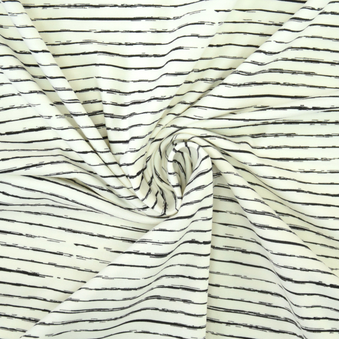 Tissu jersey de coton à rayures scratchy stripes, blanc cassé