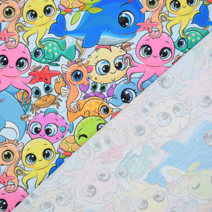 Baumwolljersey Sea Animals, multicolor