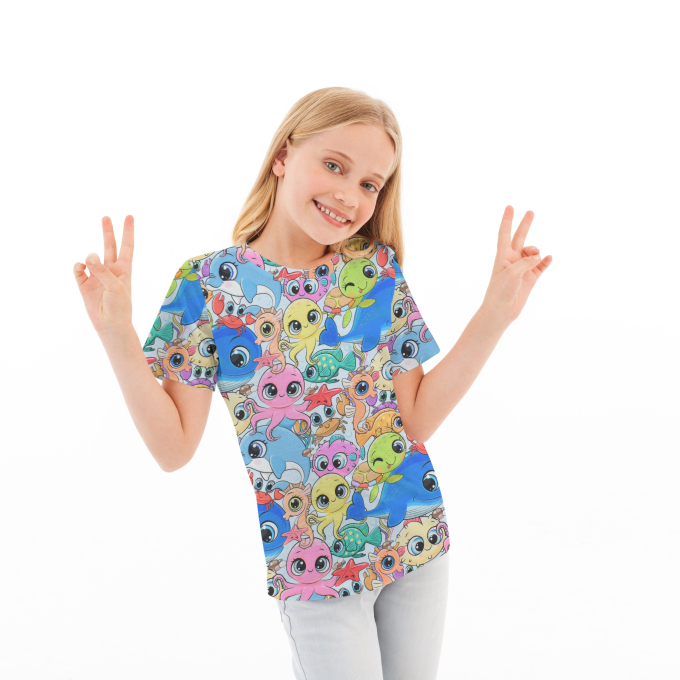 Baumwolljersey Sea Animals, multicolor