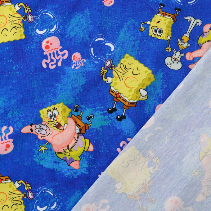 Baumwolljersey Spongebob Schwammkopf Best Friends, blau