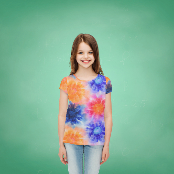 Katoenjersey tie dye circles, blue