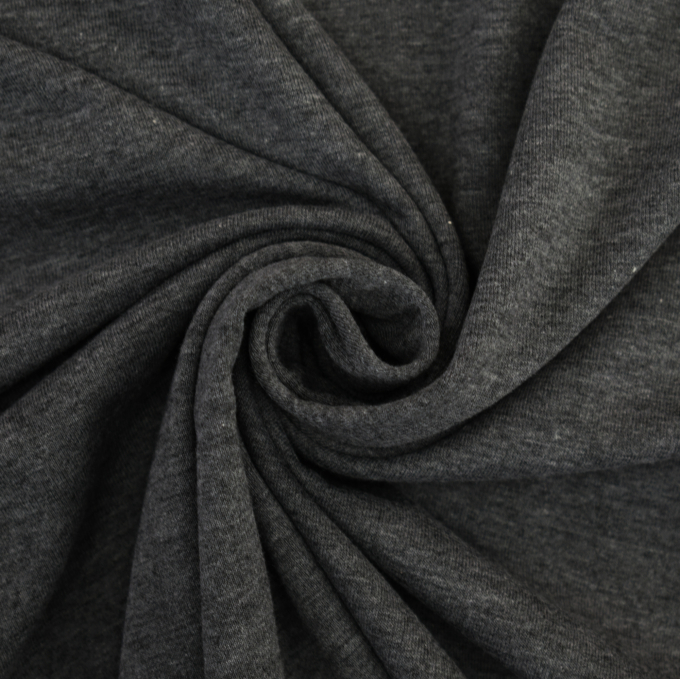 Tissu jersey de coton uni, gris foncé chiné