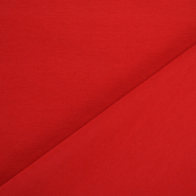 Tissu jersey de coton uni, rouge