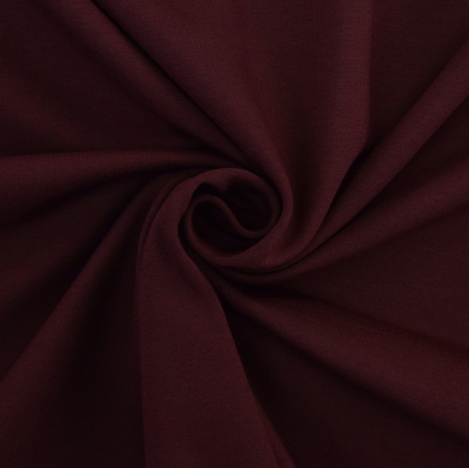 Tissu jersey de coton uni, lie de vin
