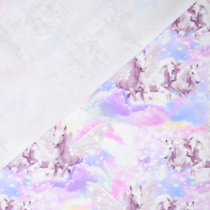 Katoenjersey Unicorn Clouds, blauwpaars