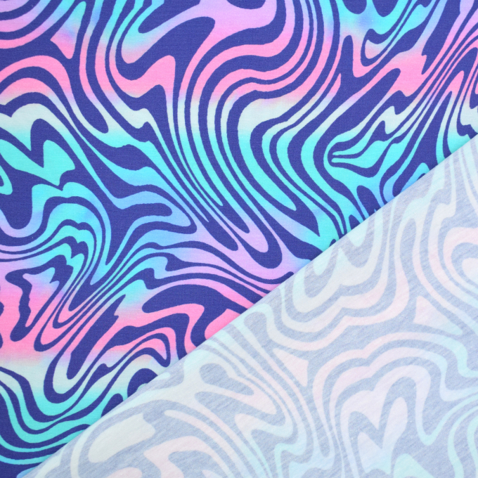 Katoenjersey Waves, turquoise
