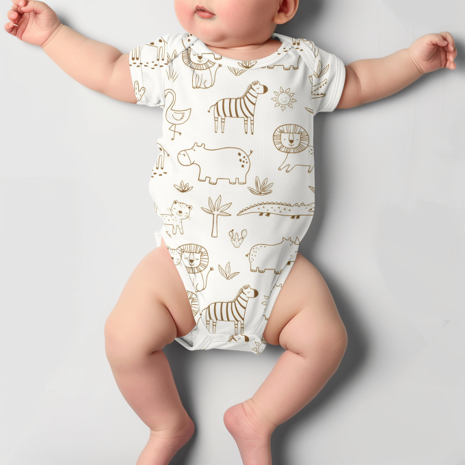 Katoenjersey dierentuindieren, gebroken wit