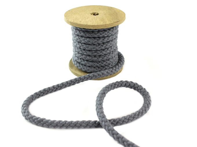 Katoenen koord 8 mm, donkergrijs