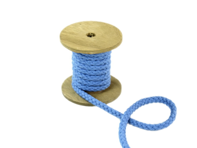 Cordon de serrage coton 8mm/ cordon sweat, bleu denim