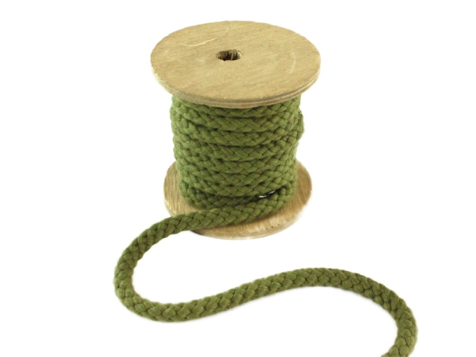 Cordon de serrage coton 8mm/ cordon sweat, vert olive