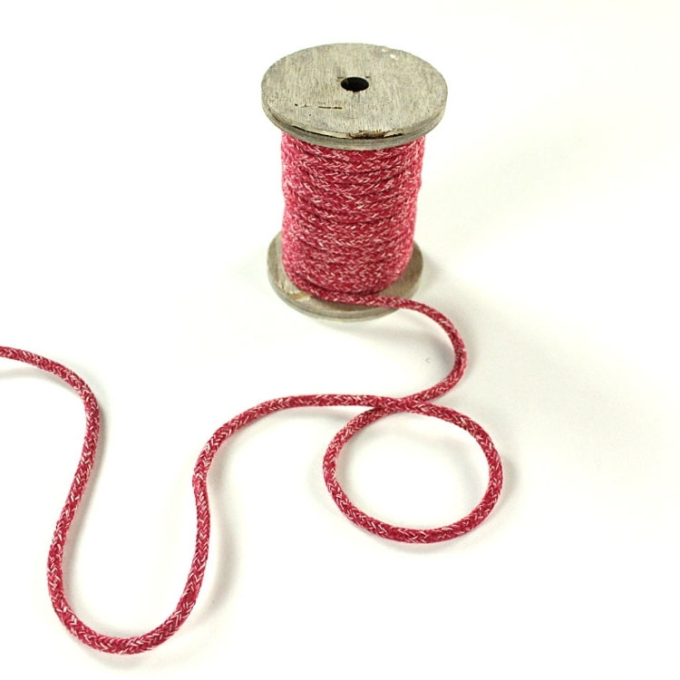 Cordon de serrage coton 5mm/ cordon sweat, rouge chiné