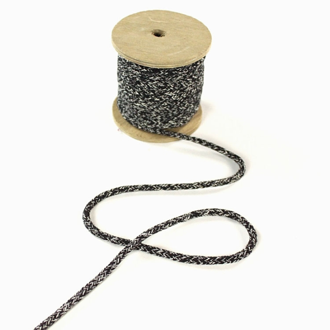 Baumwollkordel melange, schwarz, 5mm