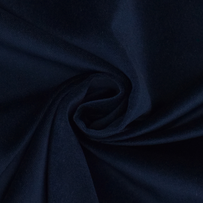 Tissu velours de coton, uni bleu foncé